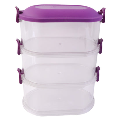 3 Layer Stackable Airtight Food Storage Container Set (1 Set)